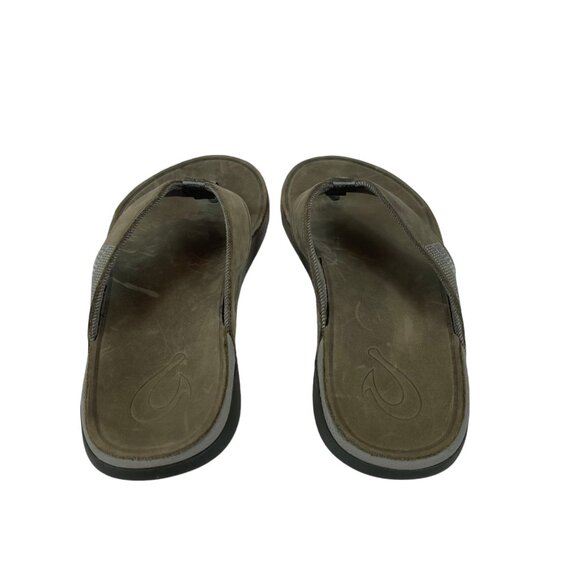 Olukai Tuahine Sandal Thongs Flip Flop Shoes Sz 10 Mens Leather Brown main image 5